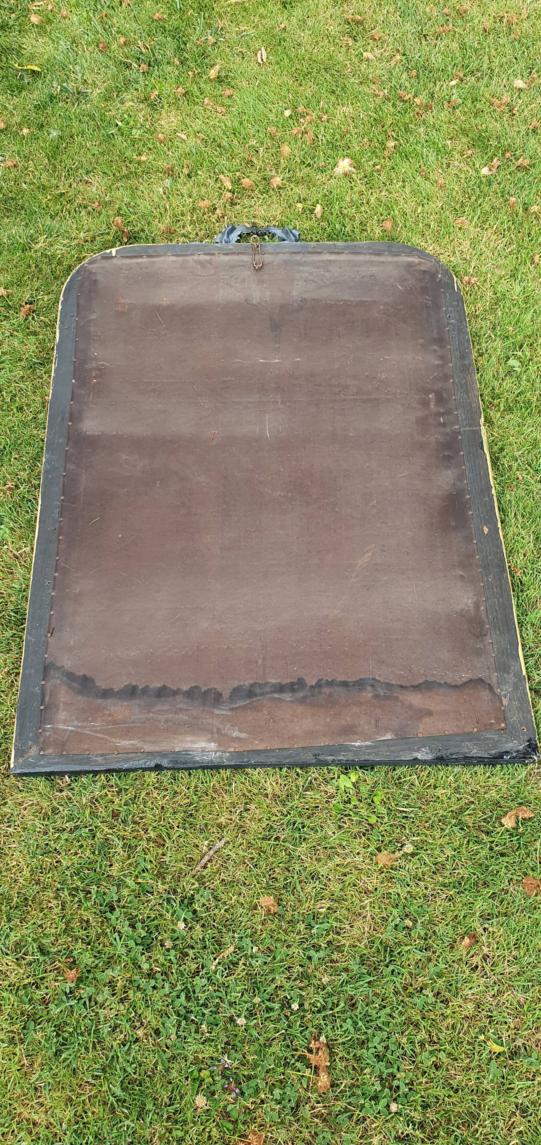 Old mirror Louis Philippe anthracite gray with pricked ice.