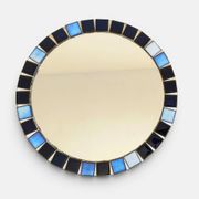 Round mosaic mirror in the style of Vallauris, France circa 1970.
