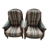 2 Louis XV style Bergère armchairs