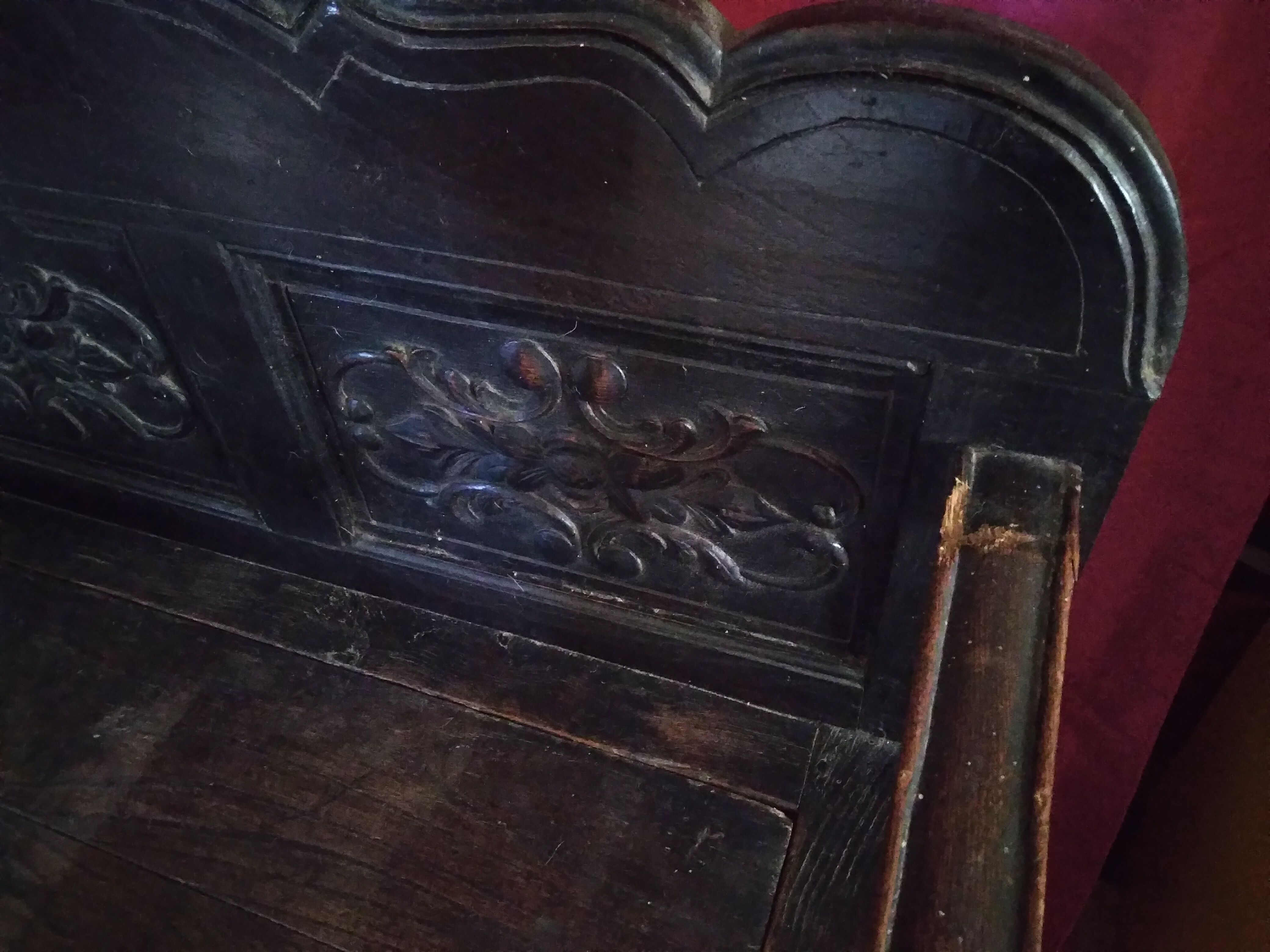 Old Breton enclosed bed chest bench