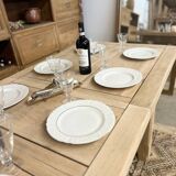 Solid oak farmhouse table with 2 central extensions
