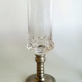 Series of six crystal champagne flute glass with tin foot