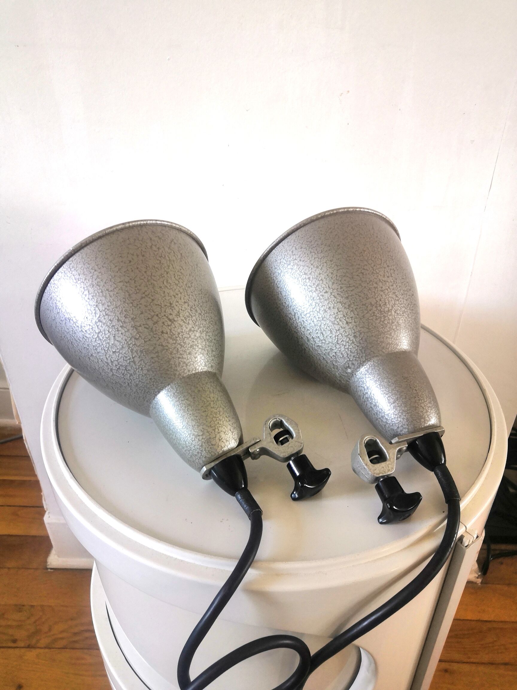 Pair of industrial lamps design 60s