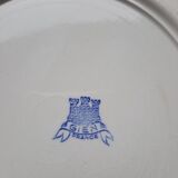 Faience Gien, 5 flat plates, blue rouen model