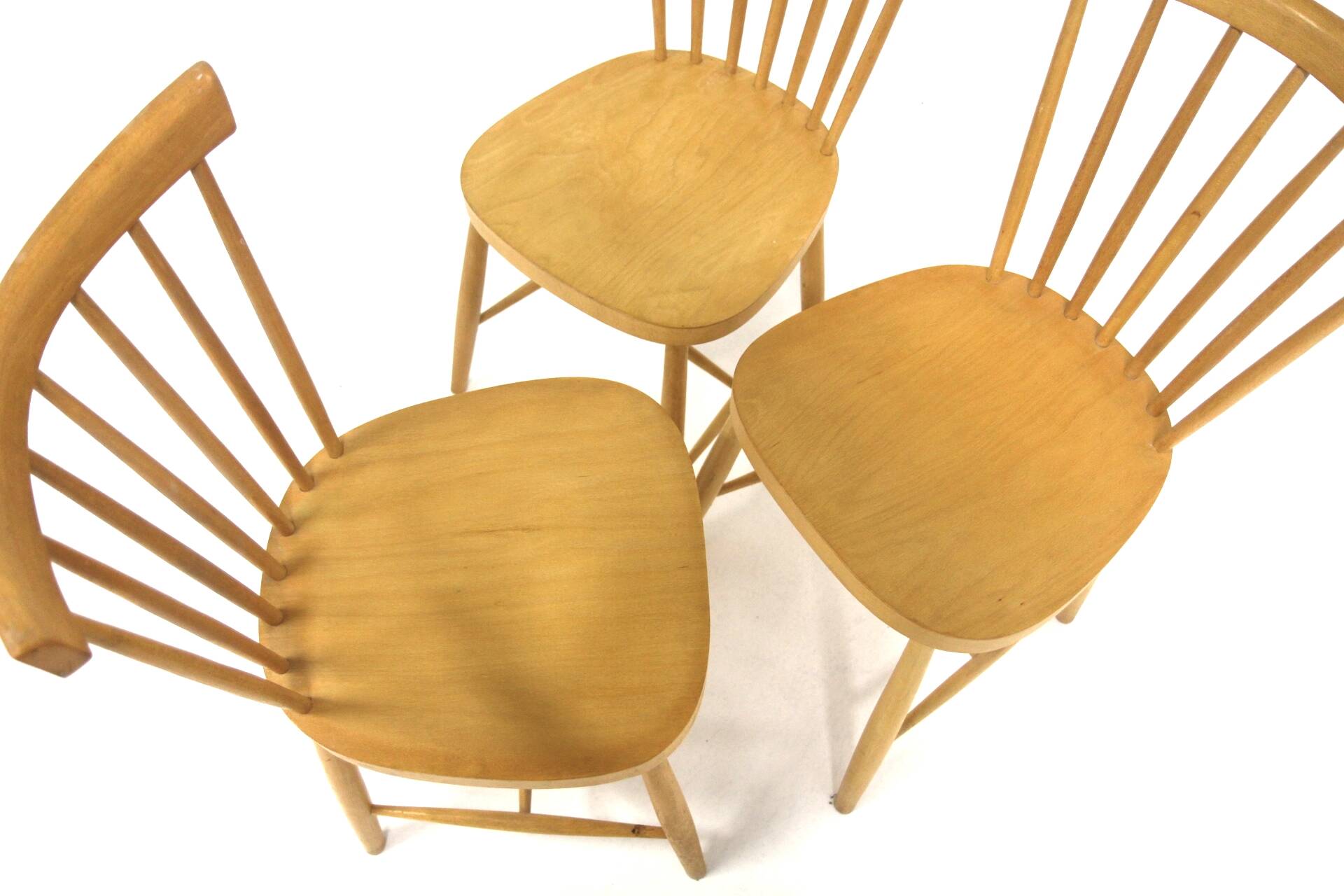 Set of 3 Scandinavian "Pinnstol" chairs, Lammhult Sweden, 1960