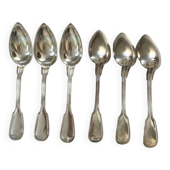 6 monogram silver metal spoons