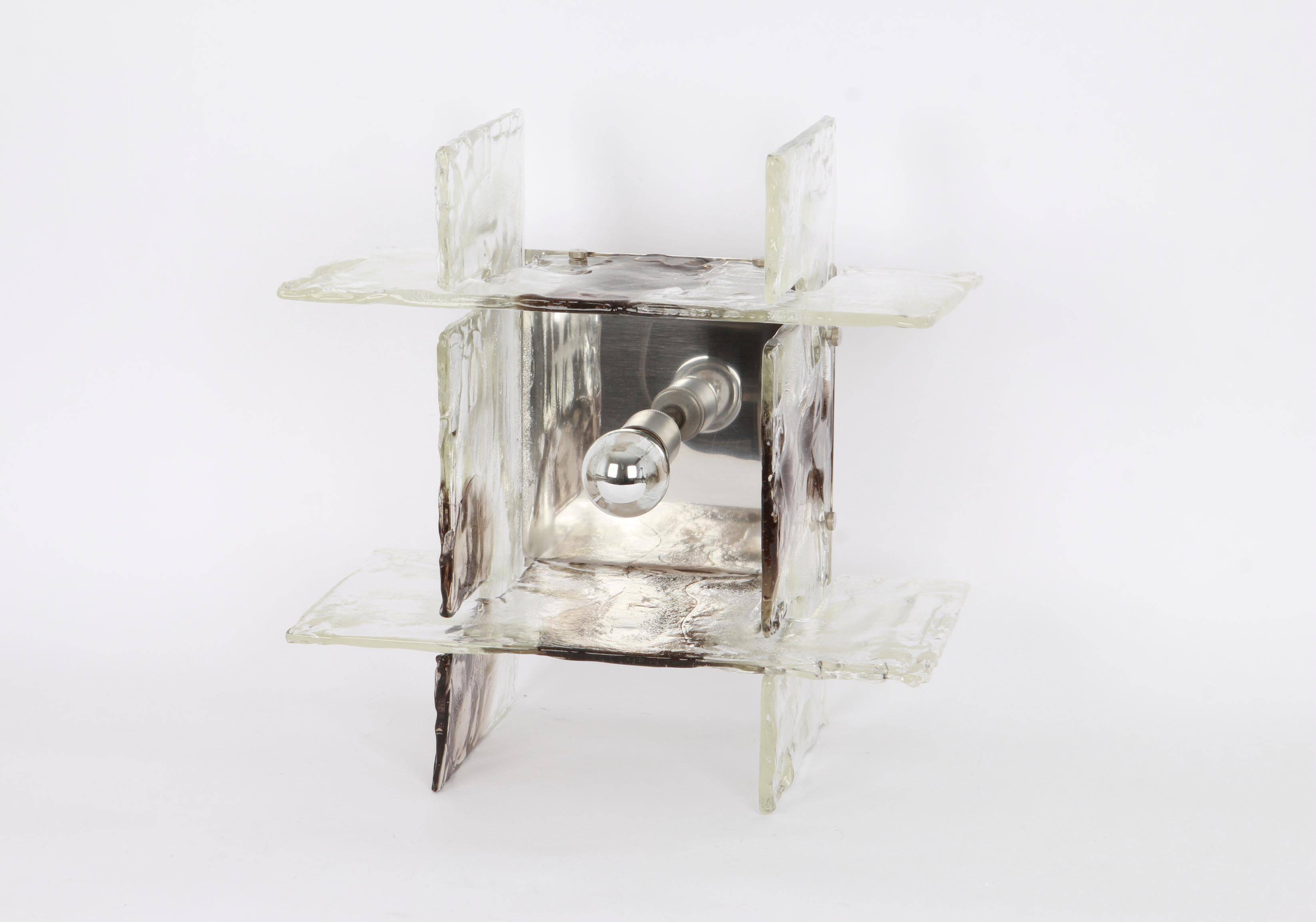 Glass wall sconce designed by Carlo Nason for Kalmar, 1960s.