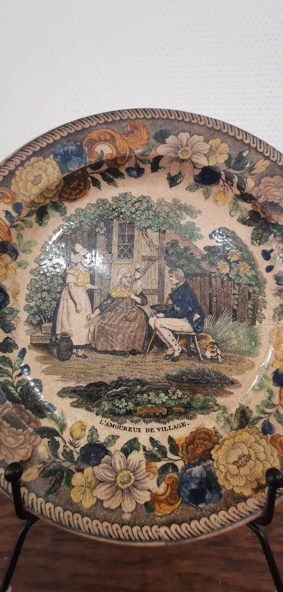 Old talking plate Creil Montereau Louis Lebeuf & Thibault