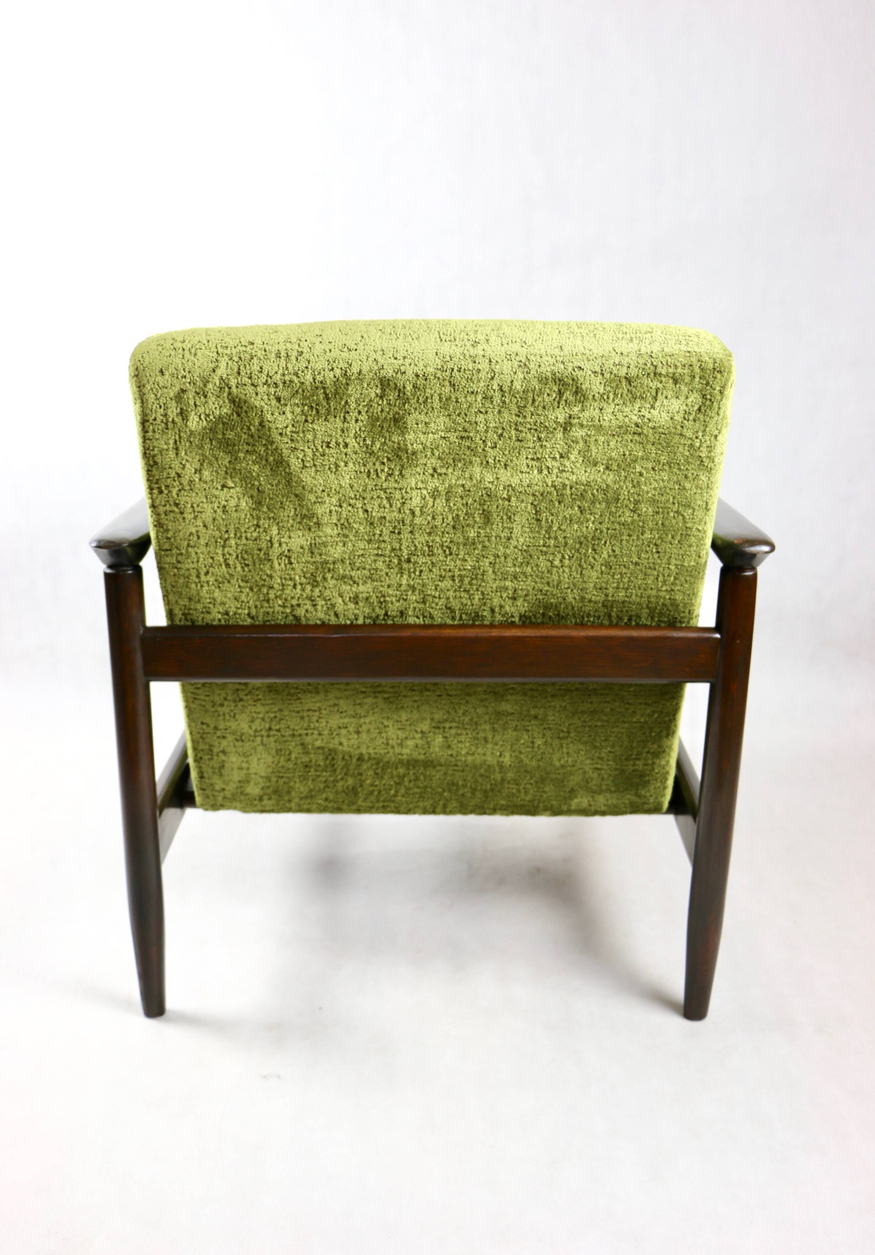 GFM-142 Armchair in Olive green attributed to Edmund Homa, 1970s - brown wood