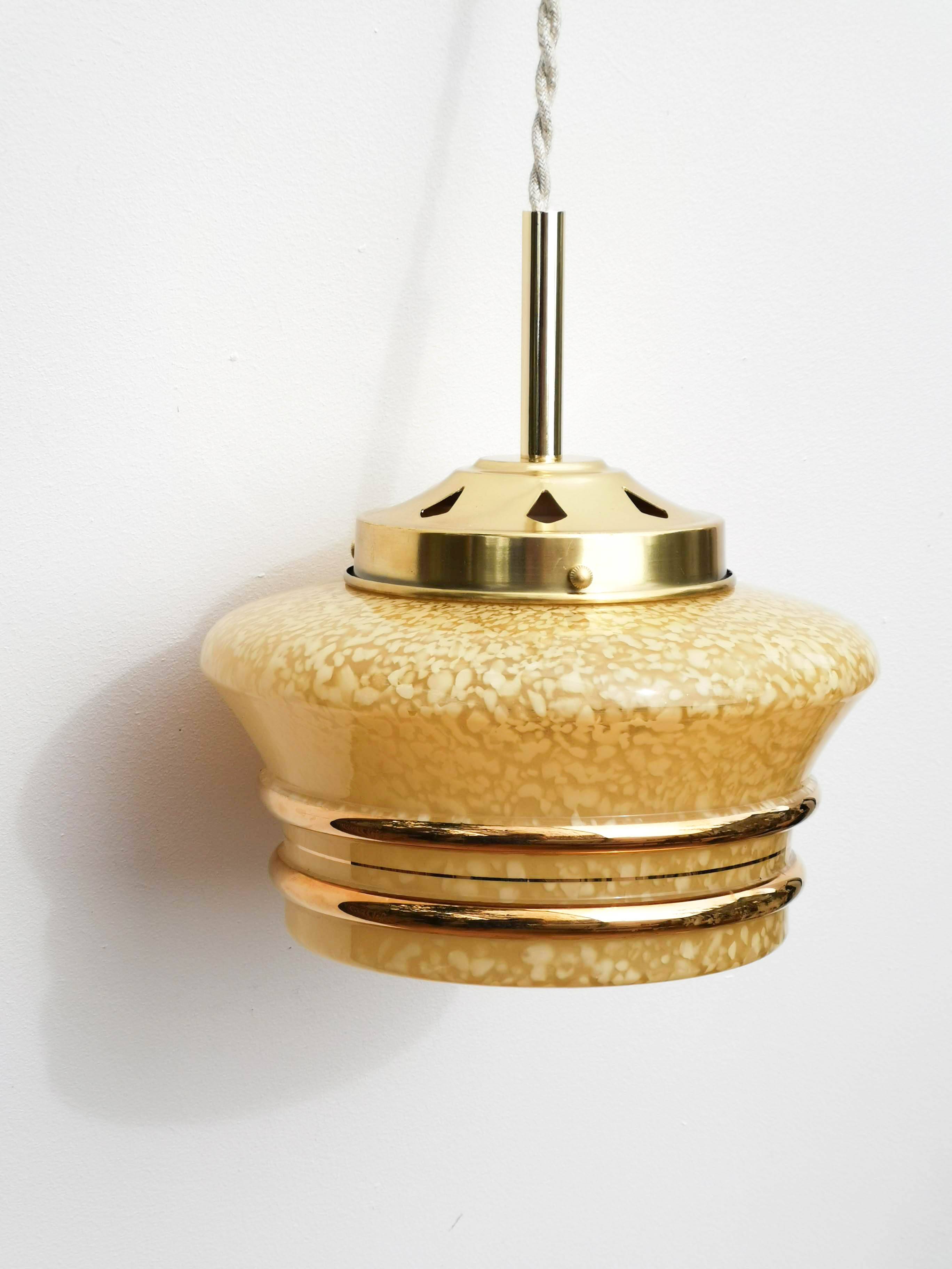 Yellow and gold clichy glass pendant light