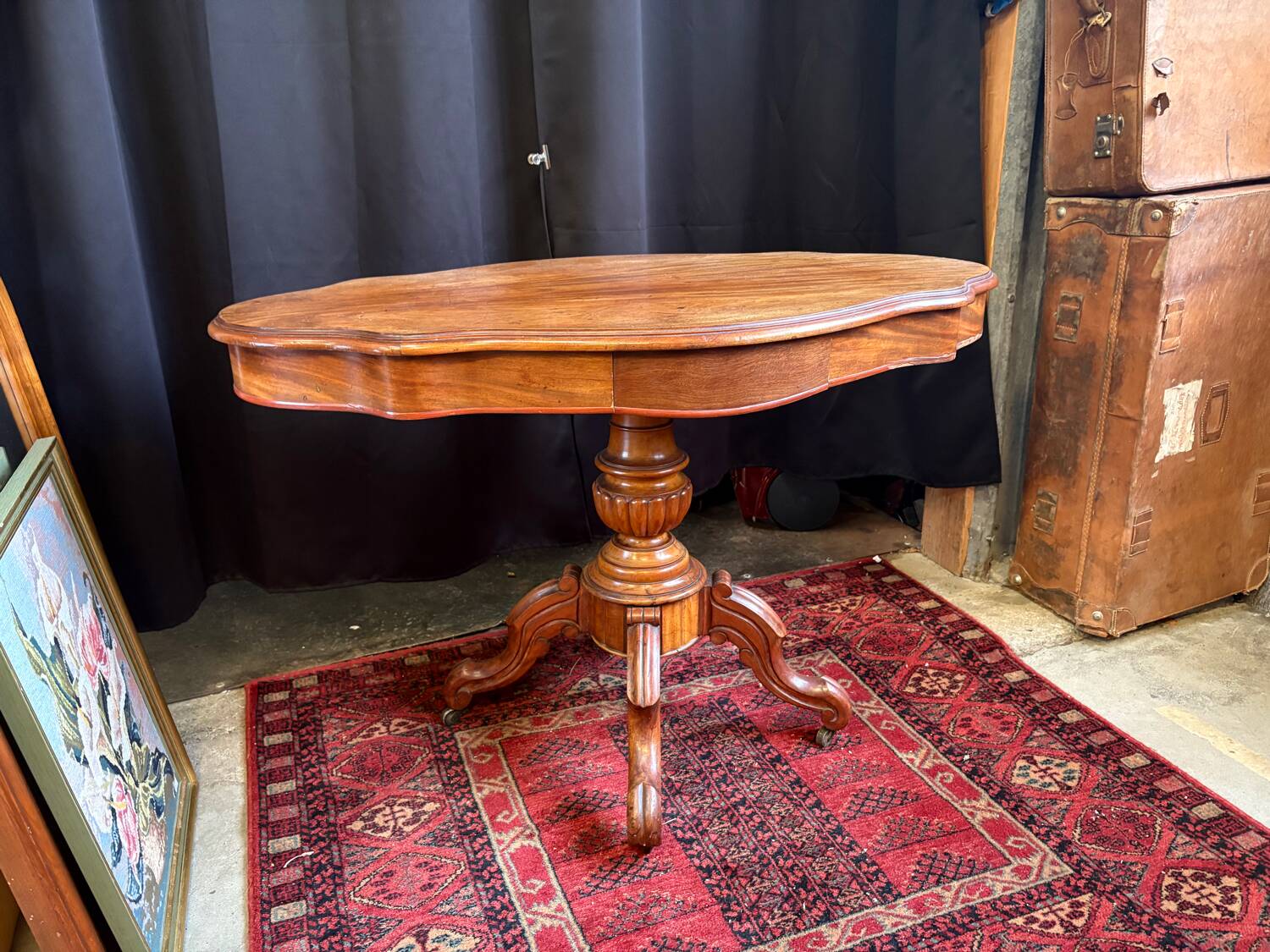 Antique wooden table – Napoleon III / Victorian style – With drawers