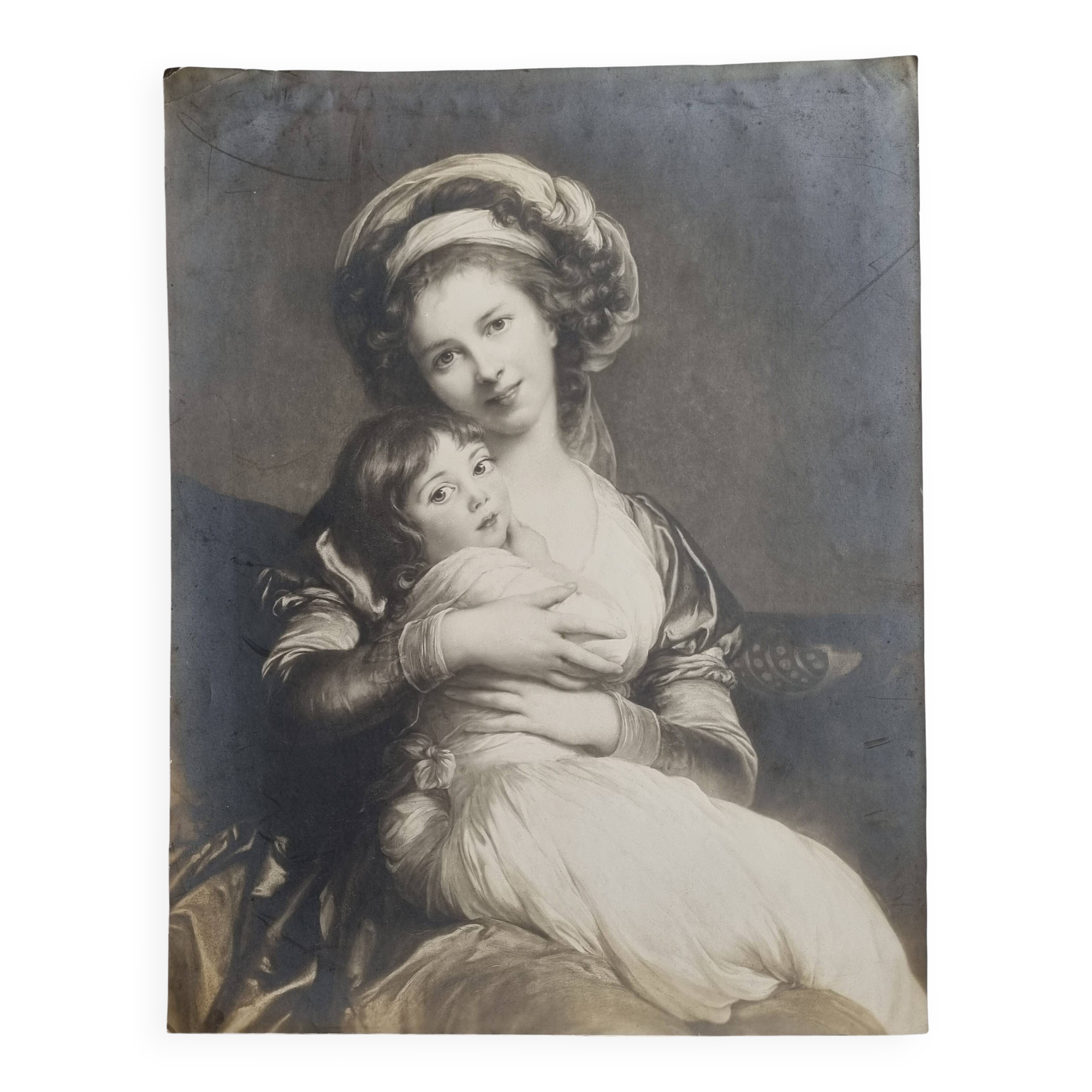 Old photograph "Madame Vigée Le Brun and her daughter" A Mouttet Paris