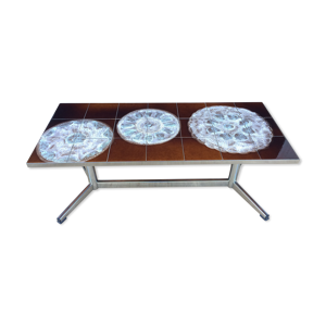 Table basse chrome et faïence