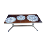 Chrome coffee table and earthenware 1970