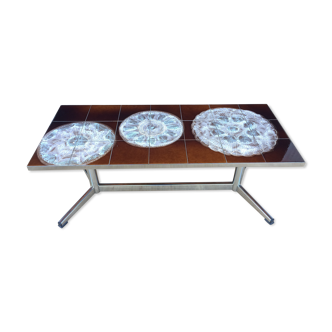 Chrome coffee table and earthenware 1970