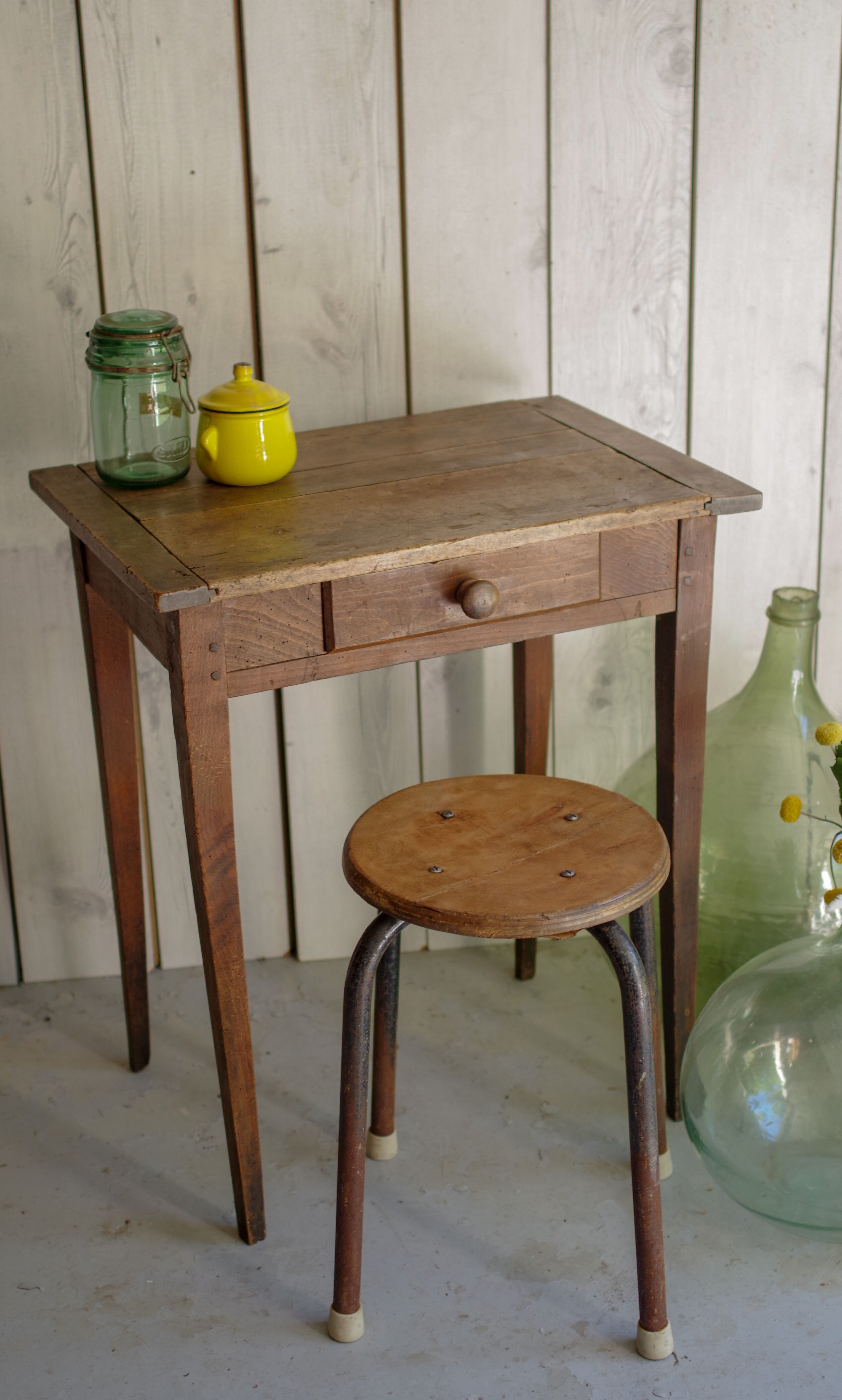 Small farm table-old rustic wooden desk years 50