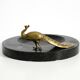 Beautiful, large black granite valet tray featuring a brass peacock, circa
