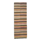 Tapis coureur kilim en laine et coton turc vintage noué à la main orange 127x391
