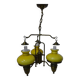 Large 3-light chandelier in glass, opaline and brass