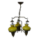 Large 3-light chandelier in glass, opaline and brass