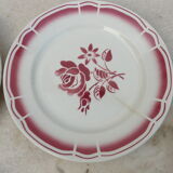7 plates badonviller art deco red flowers