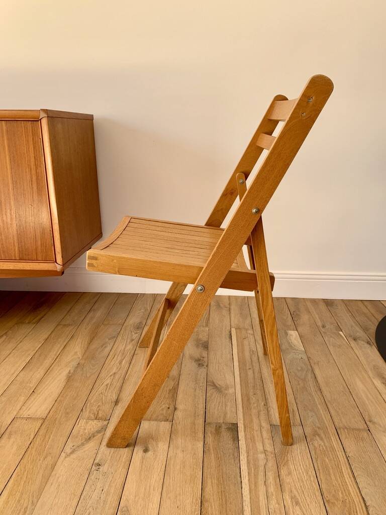 vintage beech wood folding chair from the 70s