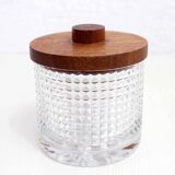 Vintage glass and teak candy box