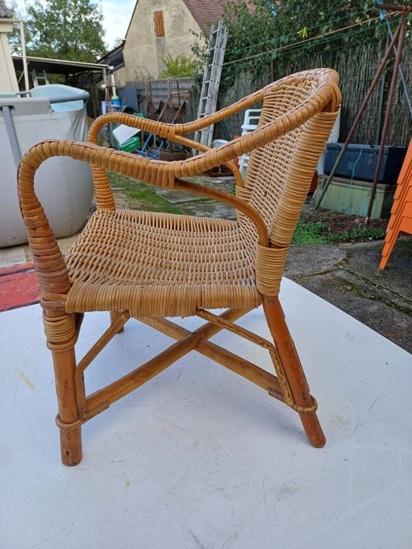 Fauteuil enfant Bambou Rotin Vintage