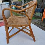 Fauteuil enfant Bambou Rotin Vintage