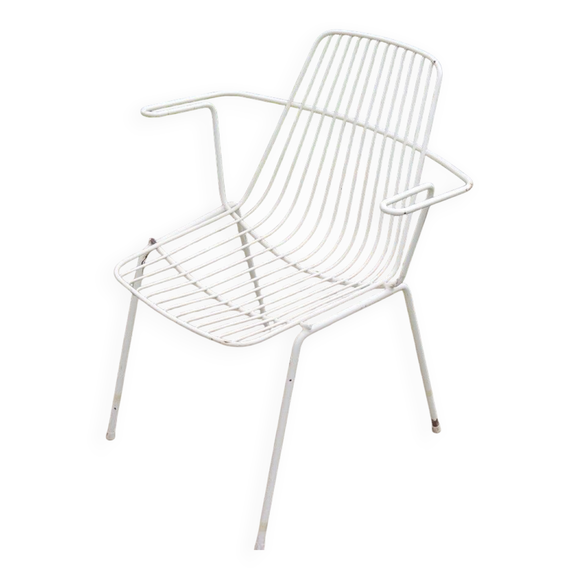 1960s Mid-century White Metal Garden Chair