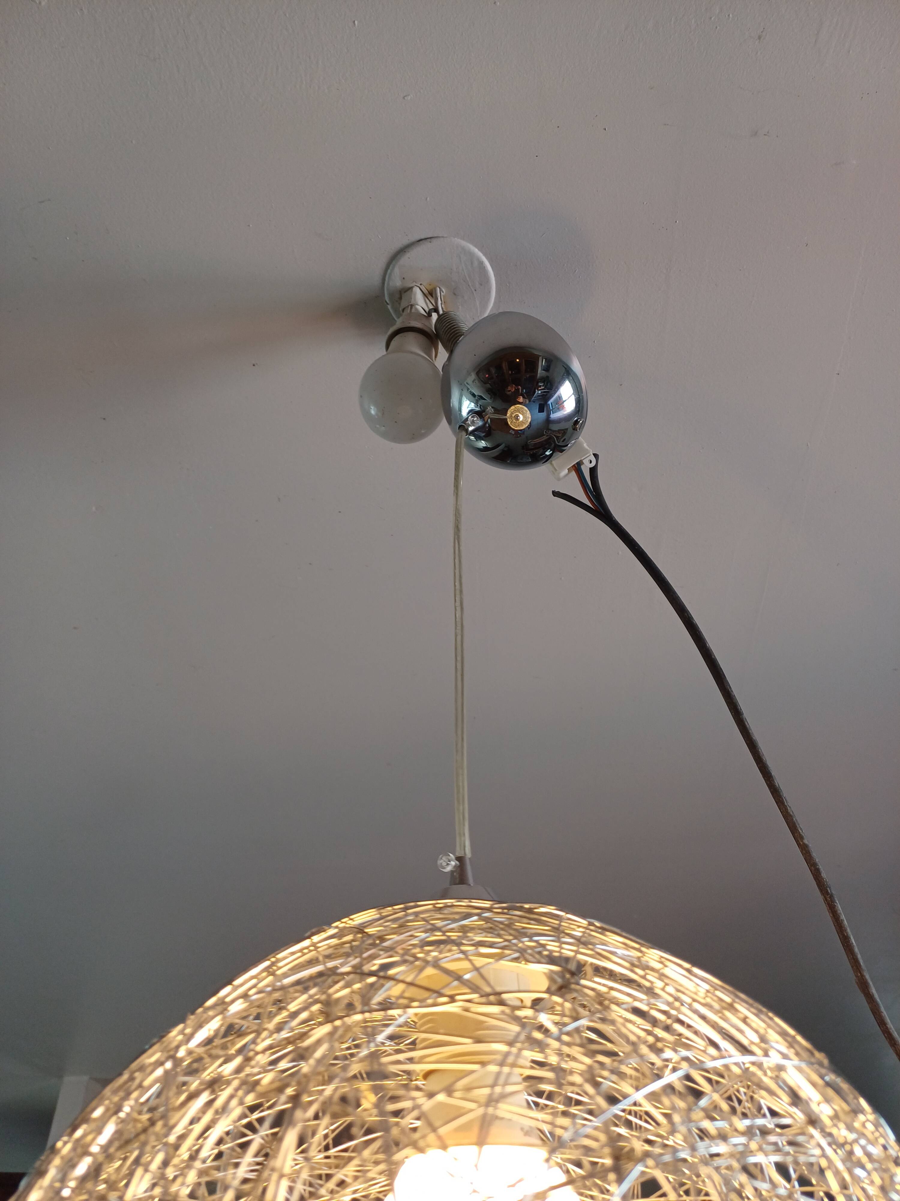 Vintage Twisted Silver Metal Pendant Light