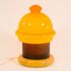 Vintage table lamp in orange glass and black perforated metal 70s