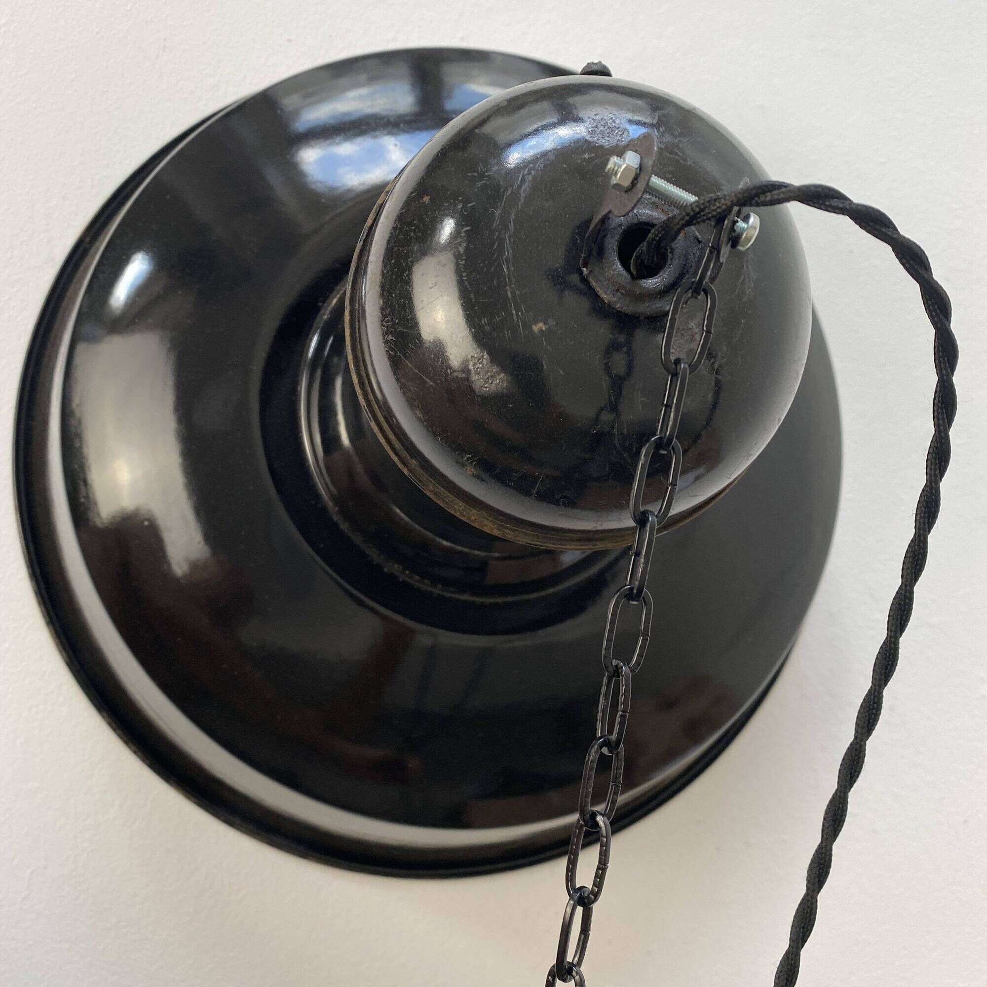 Pair of old industrial suspension lights xxl 40 cm