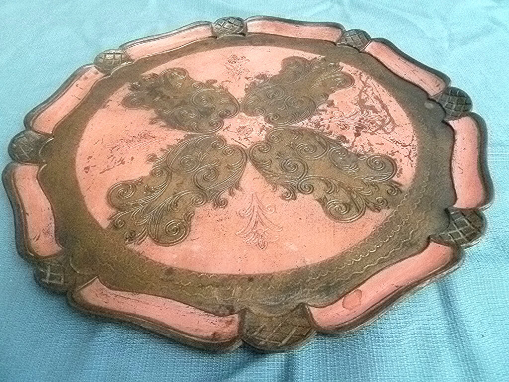 Florentine tray in painted wood, vintage