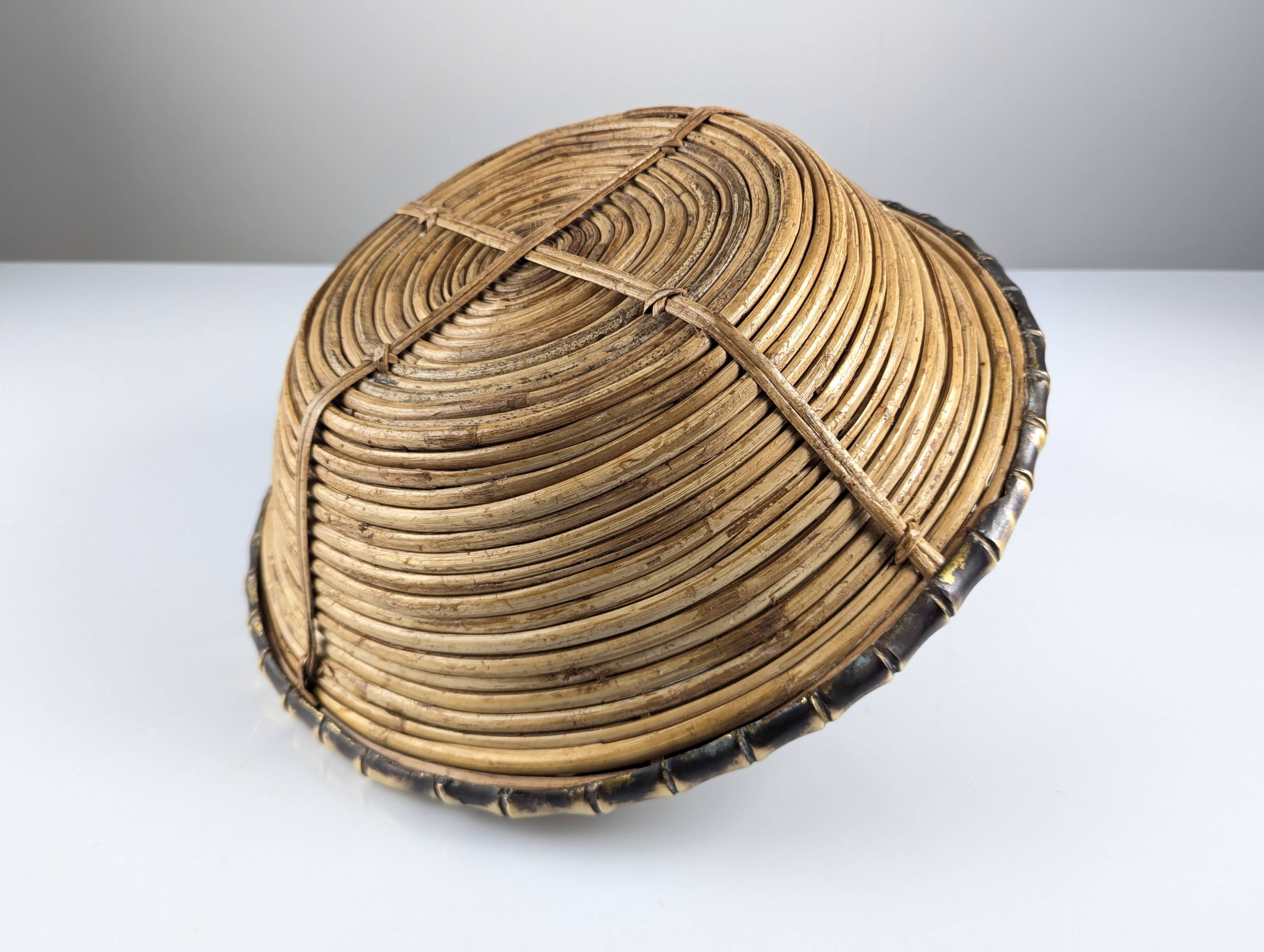 Rattan and brass centrepiece, Italy, 1970s