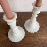 Pair of opaline candlesticks