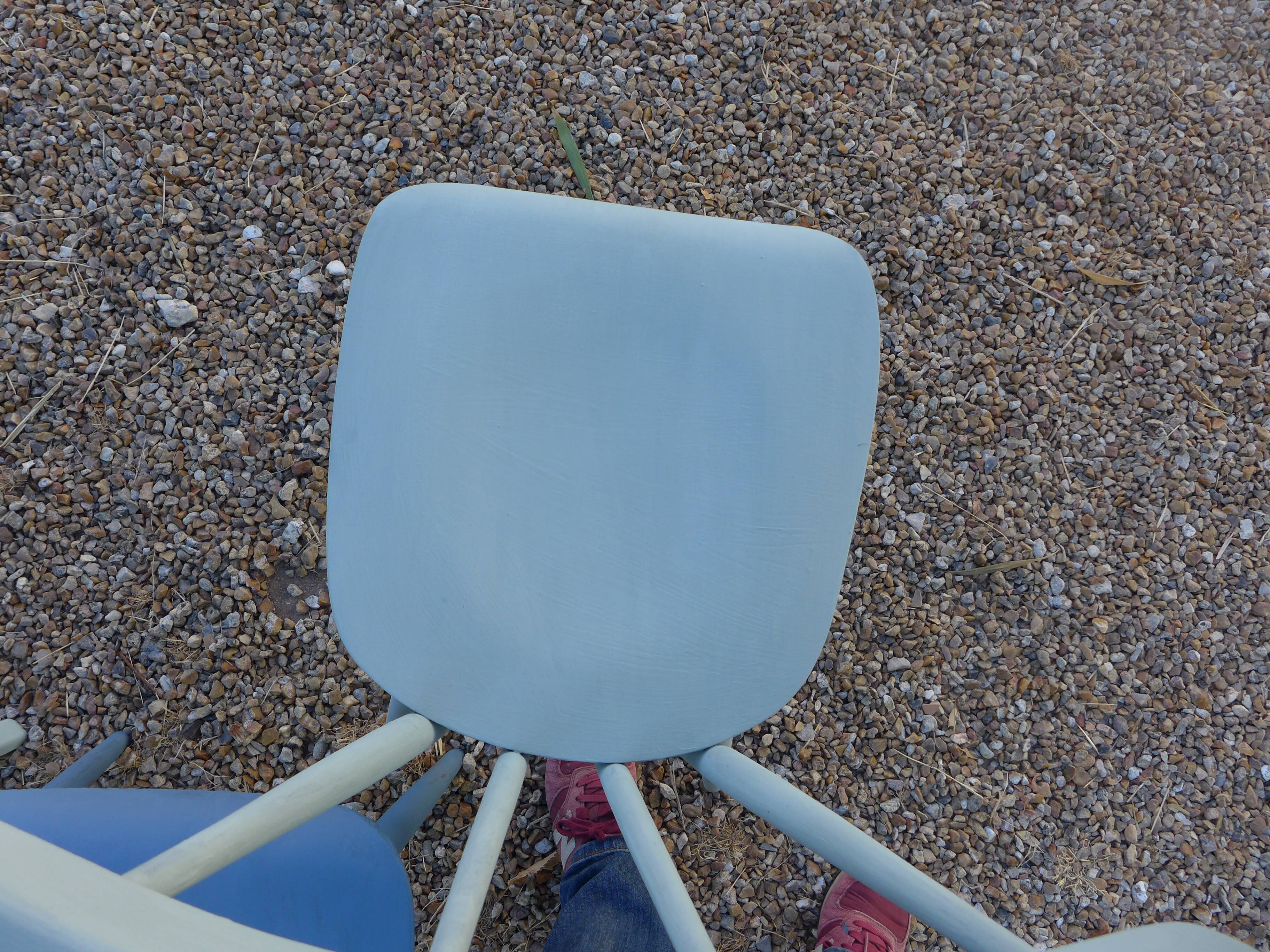 Set of 4 mismatched blue chairs