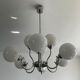 Space age chandelier in opaline and chrome metal