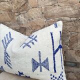 Handmade cushion cover in Berber wool: Moroccan Kilim cushion
