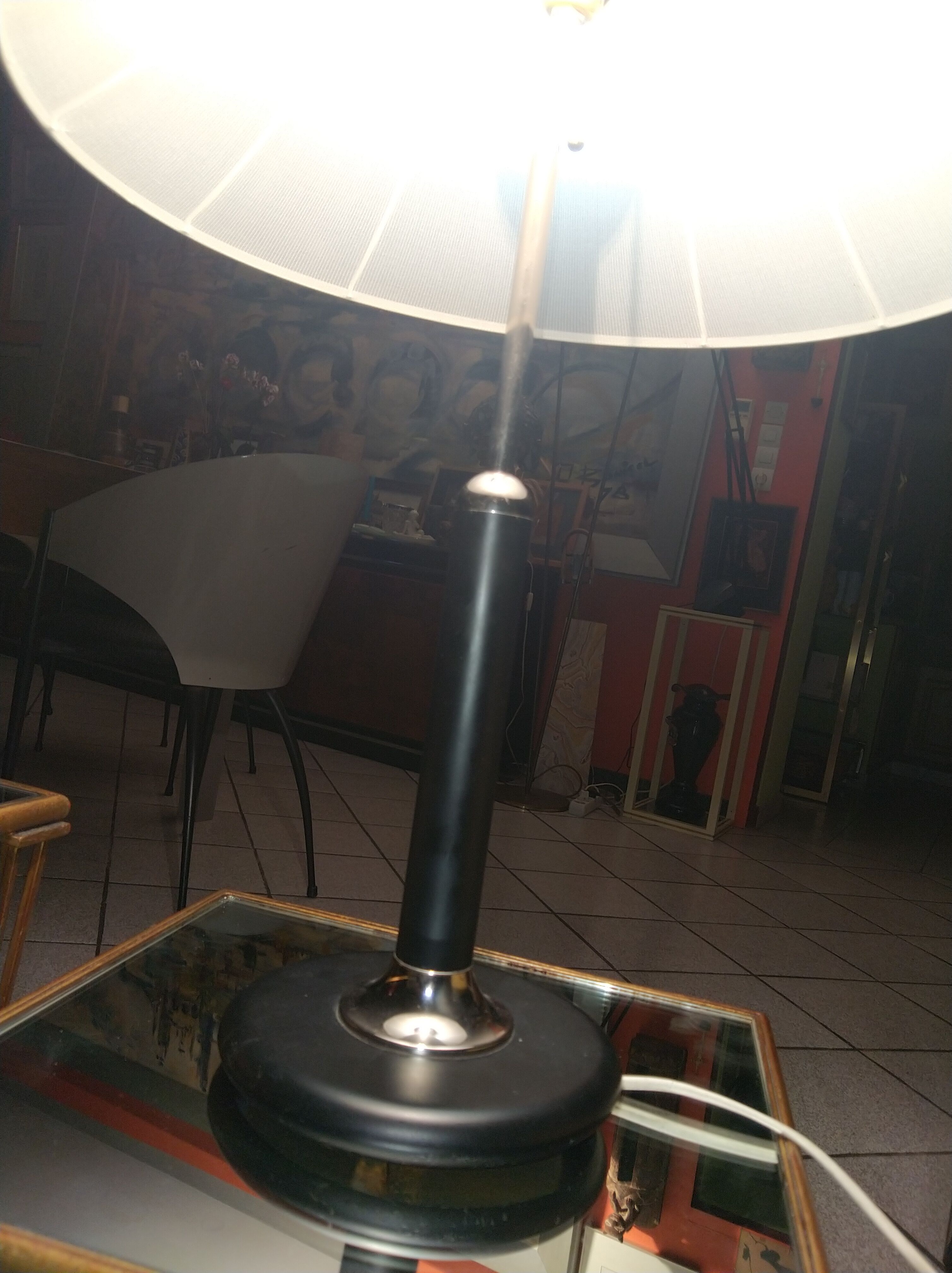 Black lacquered and chrome steel lamp, Norway, circa 1970/80