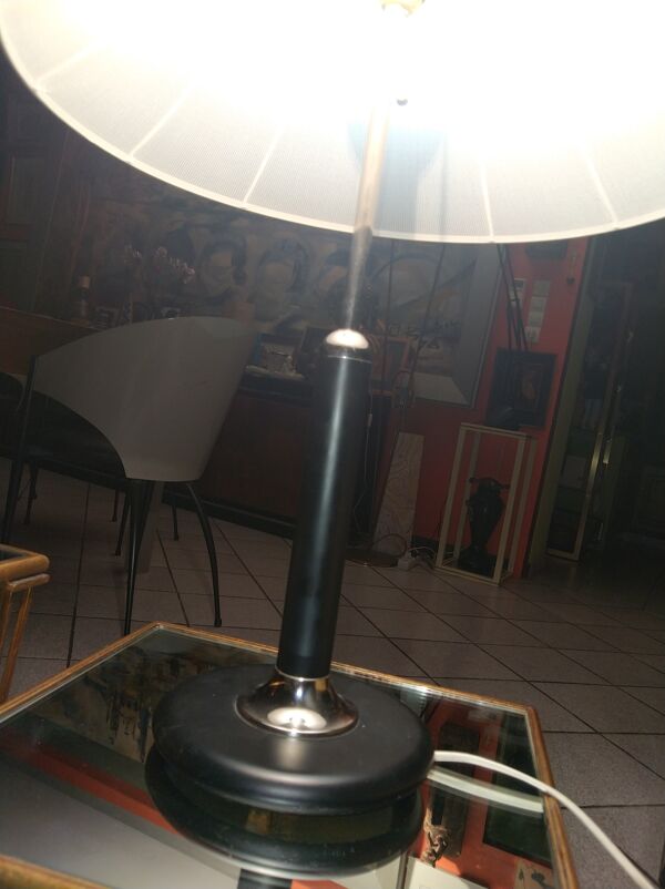 Lampe en acier laqué noir et chromé Norvège vers 1970/80