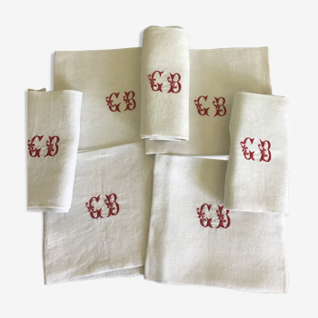 7 serviettes en coton damassé monogrammées
