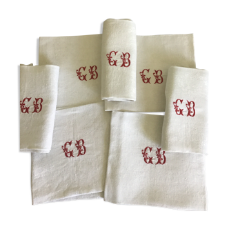 7 serviettes en coton damassé monogrammées