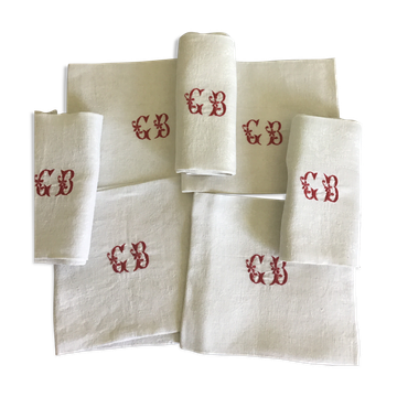 7 monogrammed damasse cotton towels