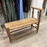 Straw bench and vintage wood