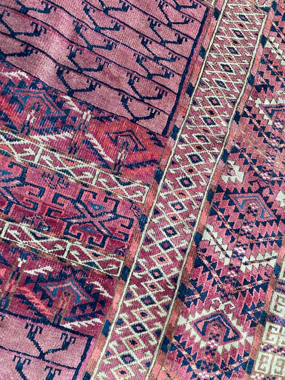 Ancient Turkmen Afghan Hatchlou handmade carpet 133x133 cm