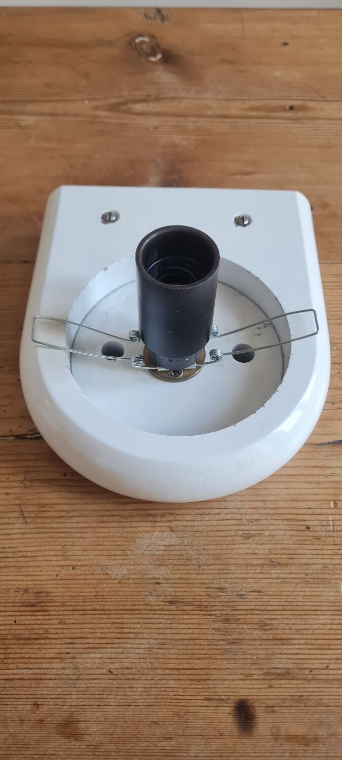 Opaline and wood wall lamp