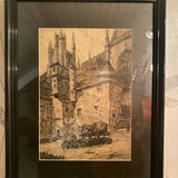 Encre de Chine originale, H. Boutin– vieux Nante (secteur cathédrale).