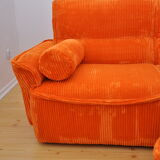Laauser orange corduroy modular sofa, 70s