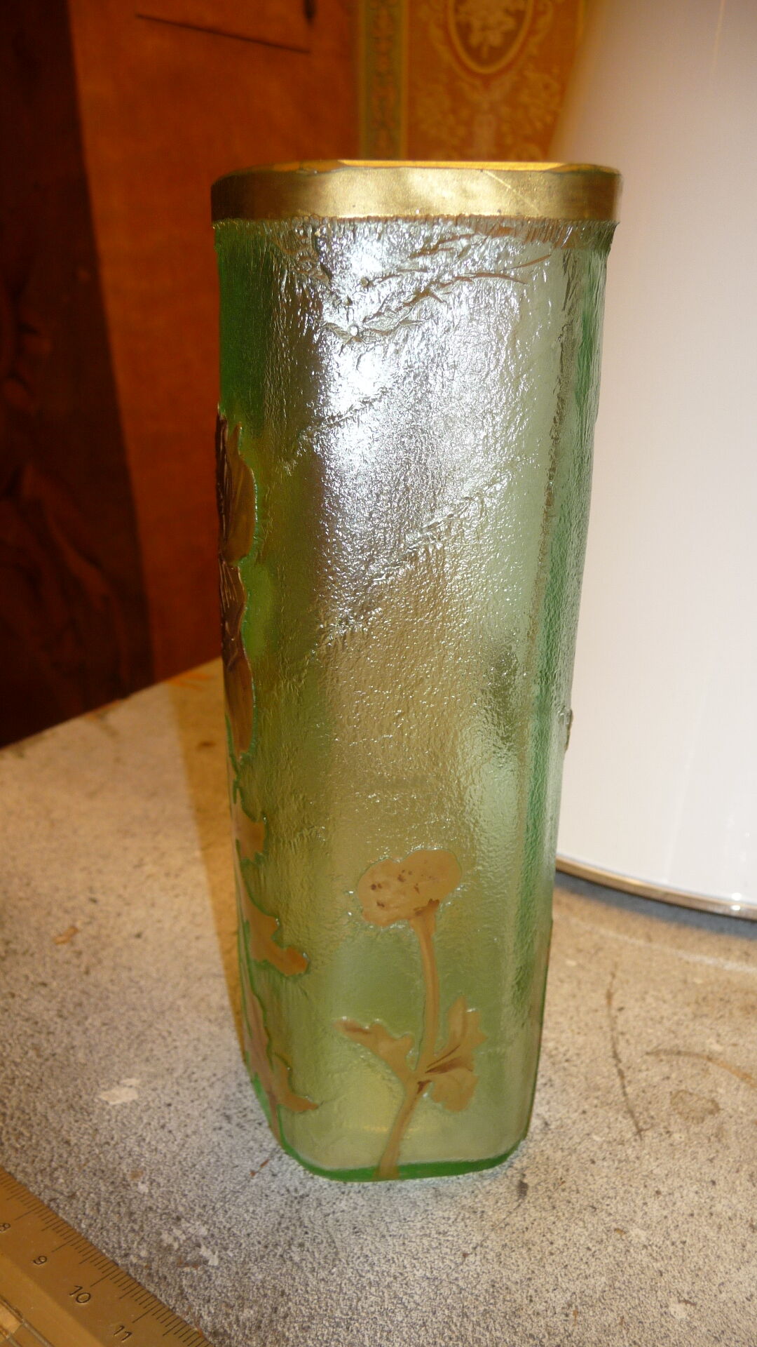 Montjoye enamelled glass vase,